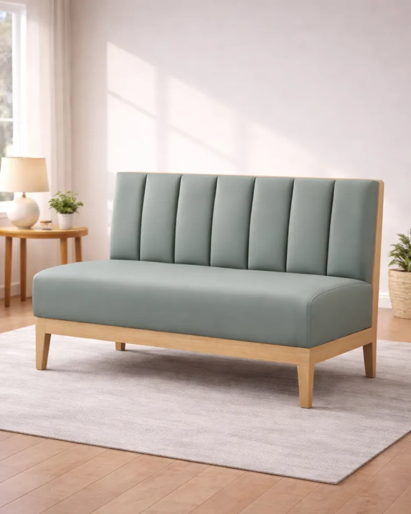 Calm architectural sofa blending comfort and elegance