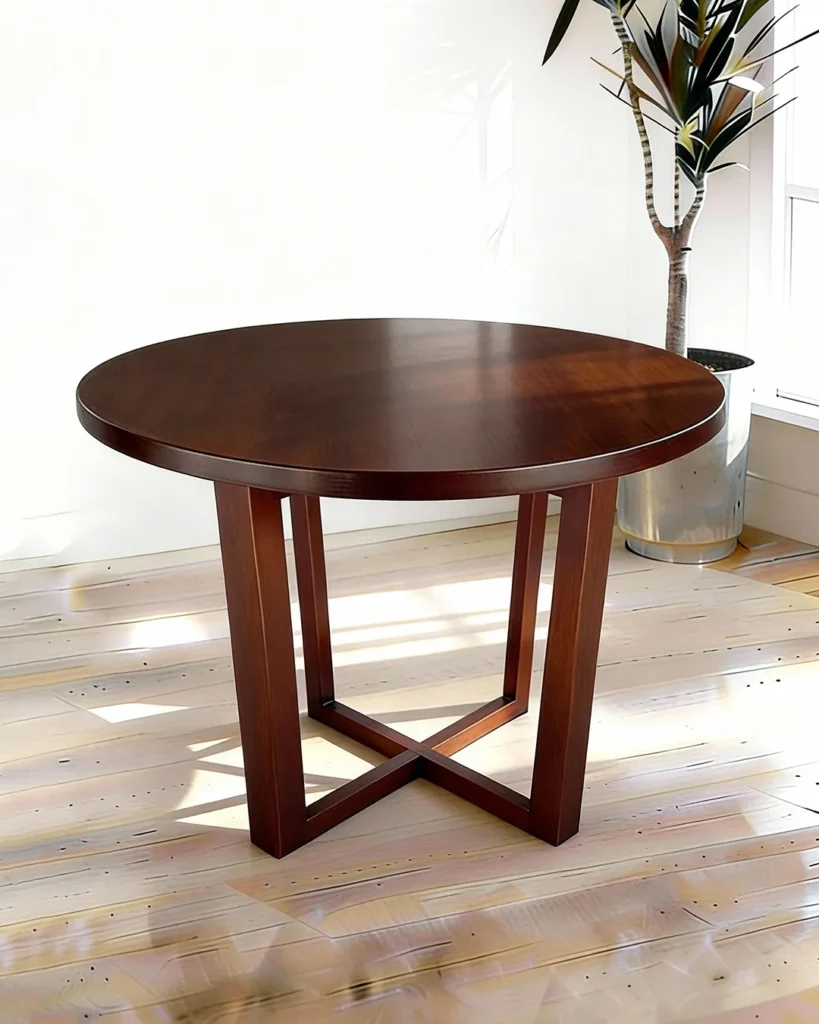 Elegant round table crafted in rich solid wood