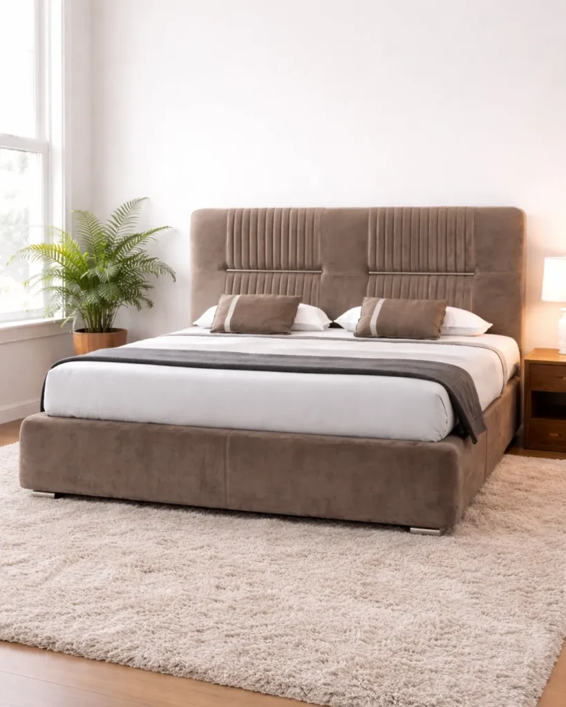Elegant upholstered bed for premium hospitality interiors