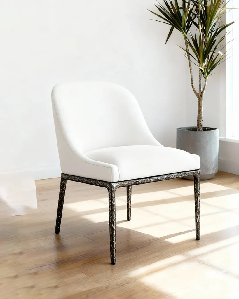 Upholstered hospitality chair with durable metal base