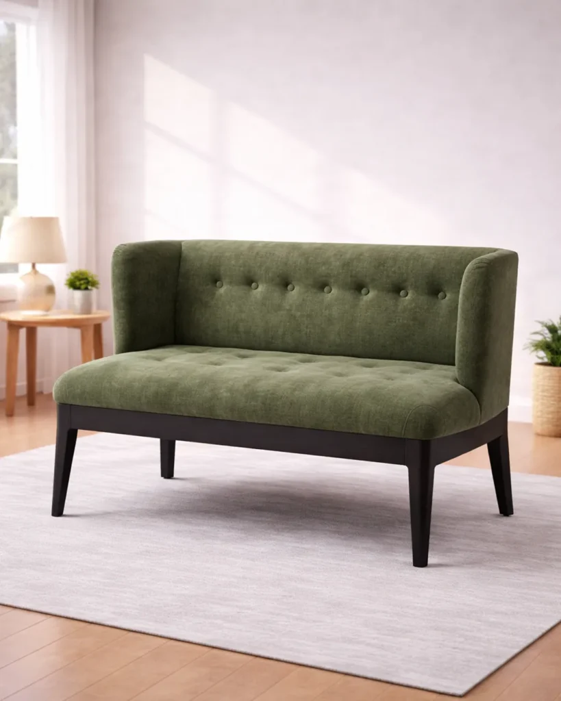 Sophisticated green sofa with timeless modern charm
