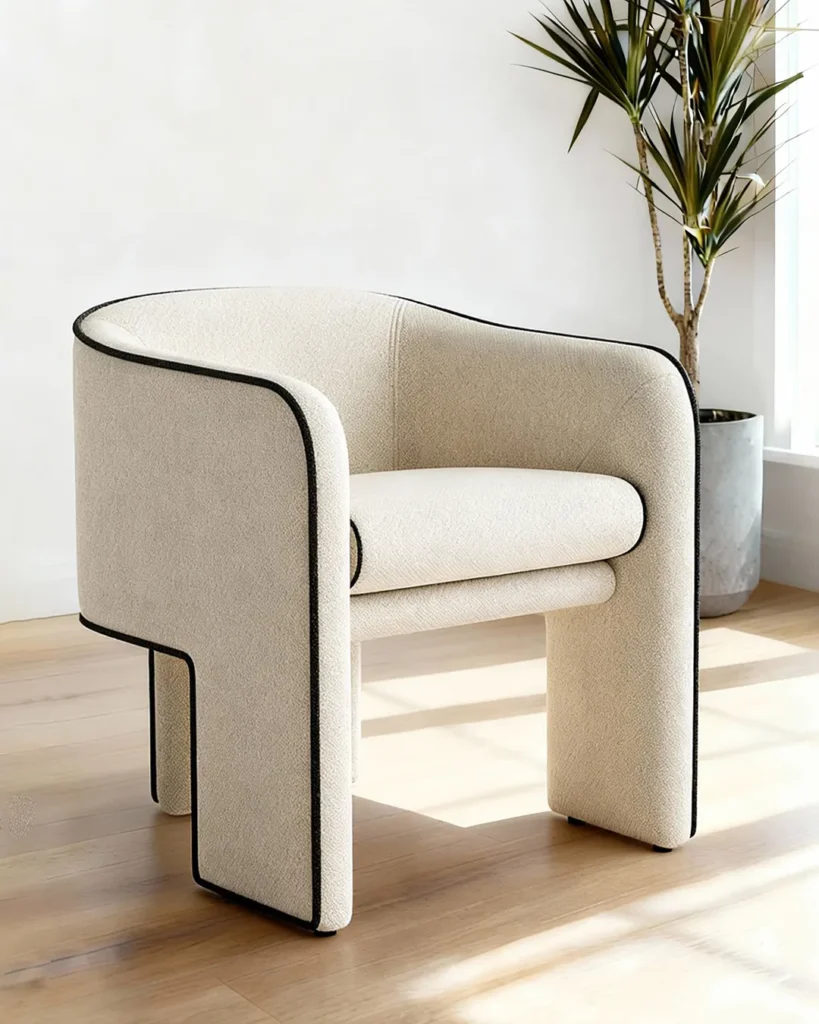 Sculptural upholstered lounge chair for premium hospitality spaces