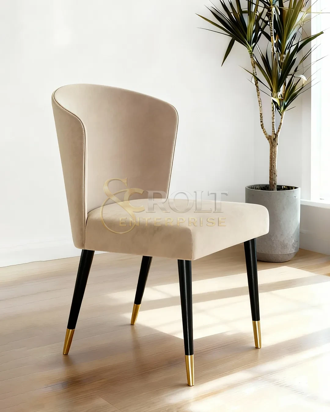 upholstered-dining-chair-with-brass-capped-metal-legs