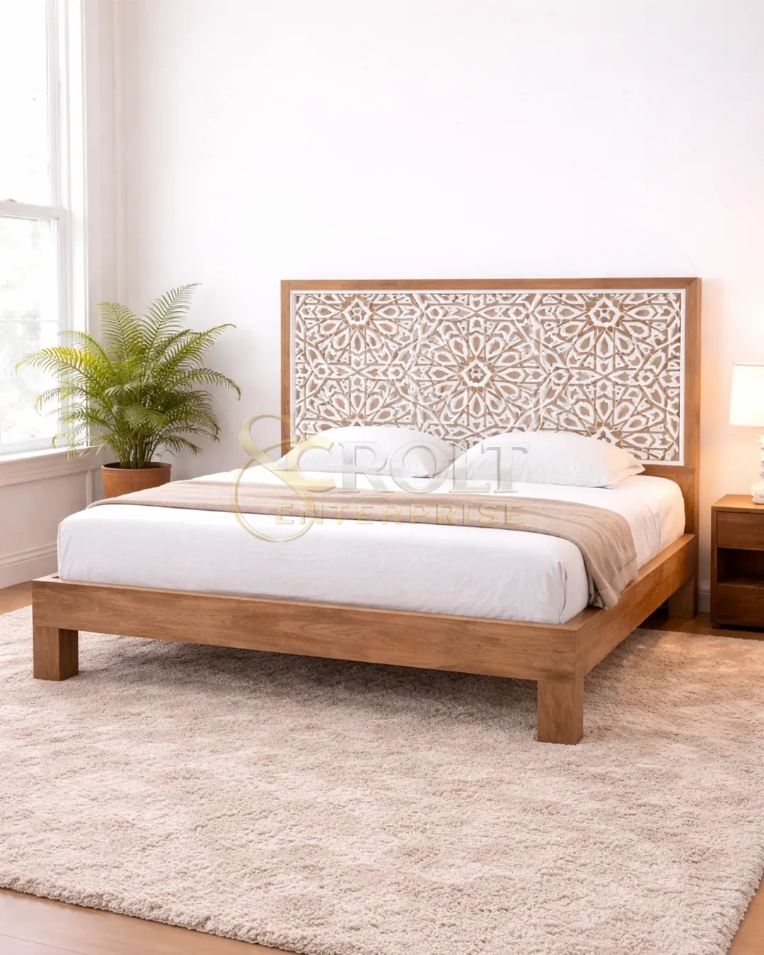 handcrafted-wooden-bed-with-elegant-carved-headboard