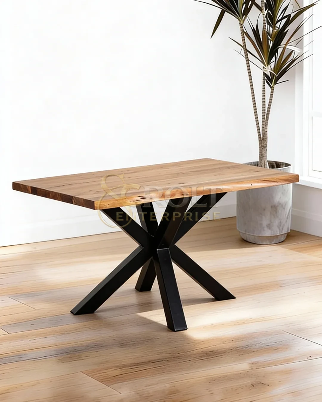 six-seater-wood-table-with-sculptural-metal-base