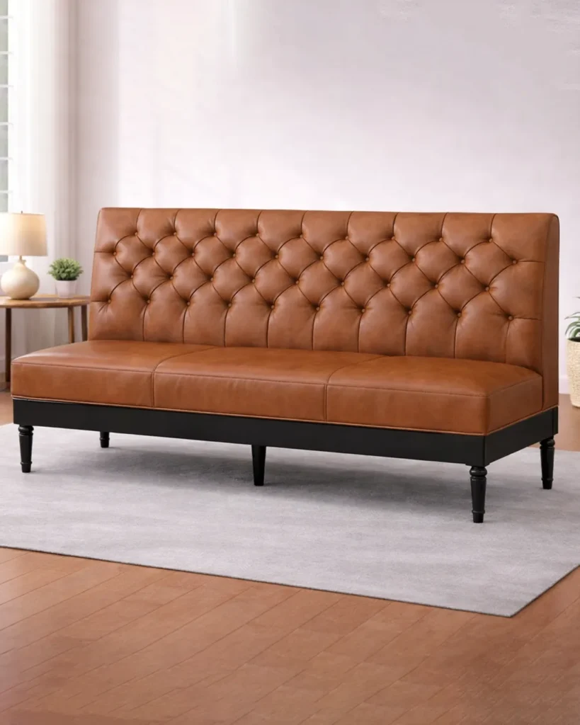 Classic tufted leather sofa with enduring elegance