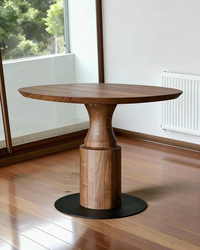 Sculptural solid wood table with timeless elegance