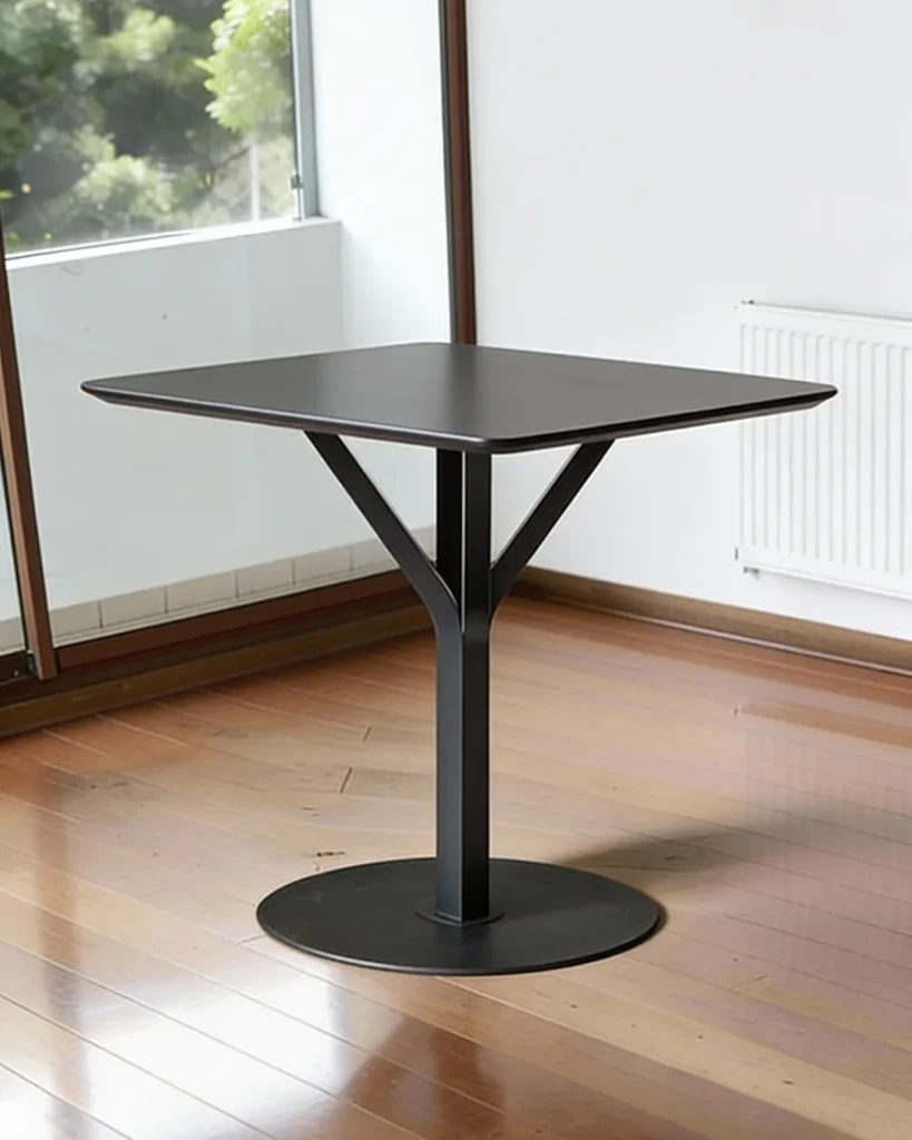Contemporary table with sculptural branching metal base