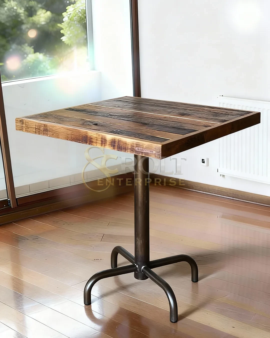 rustic-solid-wood-table-with-industrial-pedestal-charm