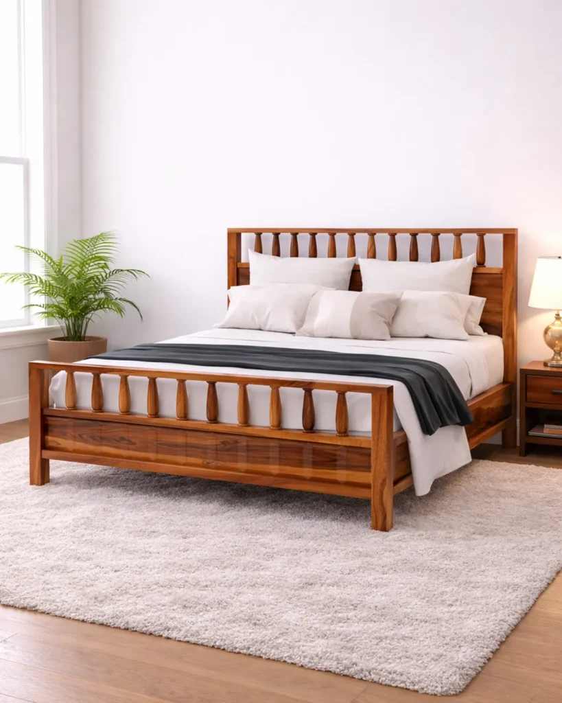 Timeless solid wood bed for luxury projects