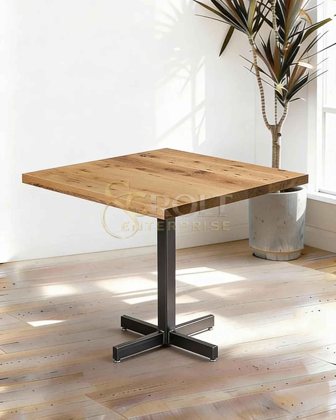luxury-solid-wood-table-with-industrial-pedestal-base