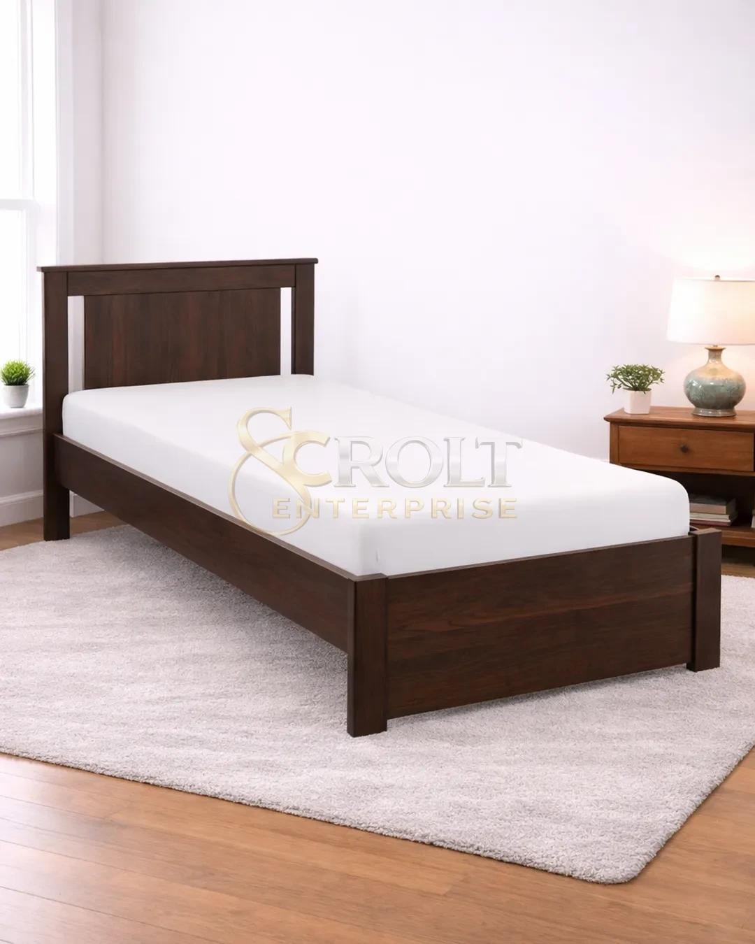 dark-wood-platform-bed-with-paneled-headboard