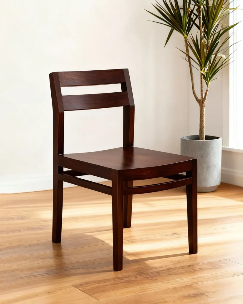 Solid hardwood dining chair for hospitality spaces
