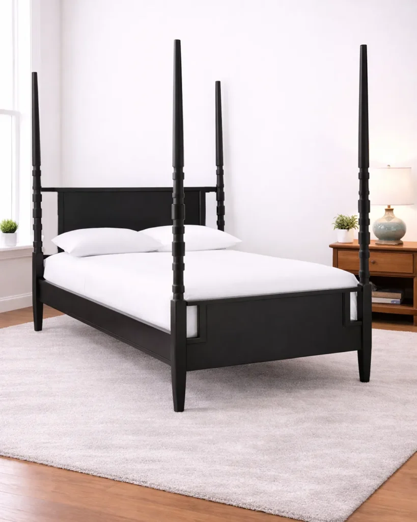 Bold black four-poster with modern elegance