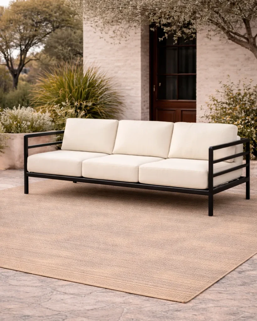 Elegant outdoor sofa with modern architectural comfort