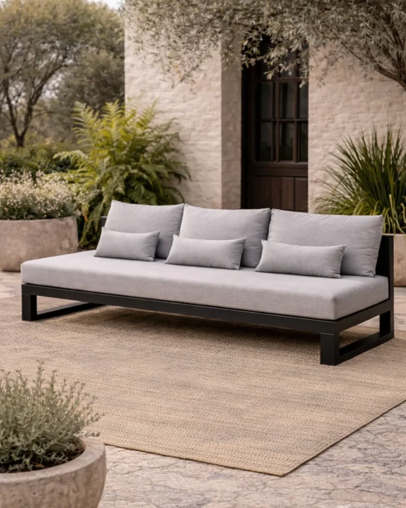 Minimalist outdoor sofa with refined contemporary comfort