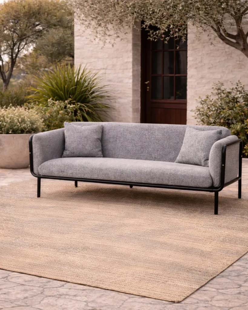 Curved luxury outdoor sofa with refined comfort