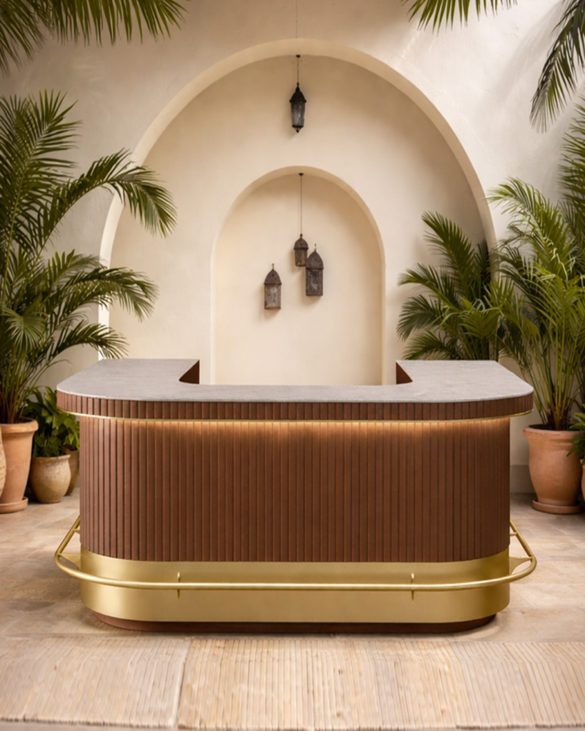 Sculptural warmth meets refined hospitality elegance